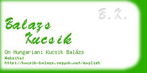 balazs kucsik business card